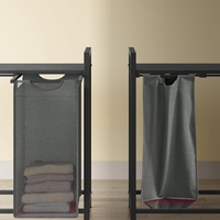 VASAGLE Cos rufe 4x40L, saci detasabili, raft superior si cadru metalic, 116x33x72 cm, negru si gri