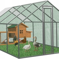 Cotet tarc pentru pasari, din otel galvanizat, cu plasa, 600x300x195cm
