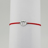 Bratara Martisor pentru Dama, Jolie, Model Inger in Cerc, Set 12 bucati, Pandativ Argintiu din Inox cu Snur Rosu Ajustabil