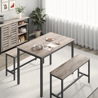 VASAGLE Masa de bar cu 2 banci, design industrial, 110x70x75cm, stejar sonoma
