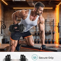 SONGMICS Set gantere reglabile 30 kg din fonta, 12 discuri, cu bara extensibila
