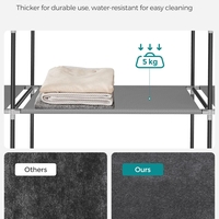 SONGMICS Garderoba din material textil, dulap portabil, cu rafturi si sina de agatat, 170x45x167cm, gri