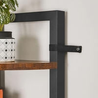 VASAGLE Biblioteca de colt cu 5 etaje, cadru metalic, 150x30x30cm, stil industrial maro rustic si negru