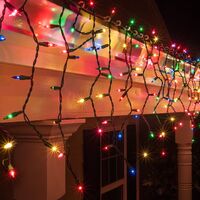 Instalatie Craciun, 15 m, 429 Led-uri ,Franjuri, Multicolor, Flash, Transformator, Interconectabila, Prelungitor 5 m inclus, Fir Negru, Vafy