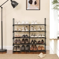 SONGMICS Raft de depozitare pantofi pe 10 niveluri, metal, instalare modulara, 30x45x174cm, negru