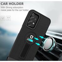Husa Armor Design cu Stand pentru Samsung Galaxy A03, Negru, Suport Auto Magnetic, Wireless Charge, Protectie Antisoc, Vafy