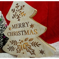 Decoratiune luminoasa, model de Brad cu inscriptie Marry Christmas, alb, lungime: 19 cm, latime: 3 cm, inaltime: 22 cm, lemn, interior/exterior