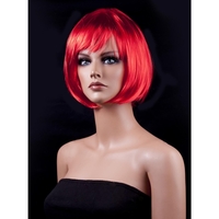 Peruca Cosplay, Flippy, Tunsoare Bob cu Breton, pentru Carnaval, Halloween, Petreceri Tematice, din PET, Marime Universala, Rosu