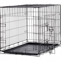Cusca metalica pliabila pentru animale, cu maner si tava detasabila, 107x69x76 cm, negru
