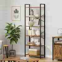 VASAGLE Biblioteca cu cadru otel si 6 polite, stil industrial, 66x30x186cm, maro rustic si negru