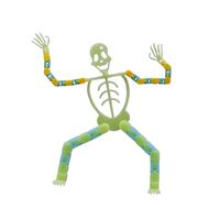Suport pentru telefon mobil, jucarie de decompresie pentru adulti, tip schelet luminos de Halloween, verde, lungime 17 cm