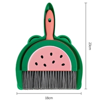 Set Mini Matura si Faras, Flippy, LITTLE CLEANER, Uz Casnic, pentru Birou, Bucatarie, Casa, Model Pepene Verde, 23 x 18 cm Roz-Verde