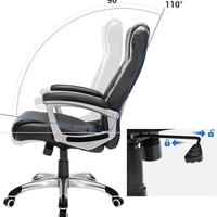SONGMICS Scaun ergonomic de birou reglabil pe inaltime, piele ecologica, maxim 150 kg, 53x54x115 cm, negru