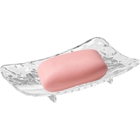 Savoniera din Plastic Flippy, 11 x 8 cm, cu Scurgere Apa, Design Modern, Transparent