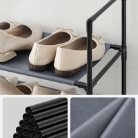 SONGMICS Suport pentru pantofi cu 10 nivele, cadru metalic, rafturi din textil, 33x33x173cm, gri