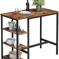 VASAGLE Masa de bar dreptunghiulara cu cadru metalic, 3 rafturi, design industrial, 109x60x100cm, maro vintage si negru