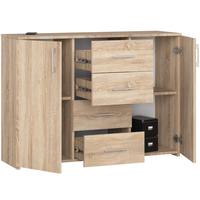 Comoda cu 4 sertare si 2 usi, PAL laminat, 110x35x80 cm, stejar sonoma