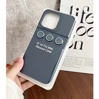Husa Apple iPhone 14 Pro, Vafy, din Silicon Lichid, Interior din Microfibra, Lentile Fosforescente de Protectie Camera, Anti Amprenta, Rezistenta la Socuri, Albastru Marin