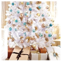Brad de Craciun artificial cu suport inclus Flippy, 120 cm, 240 ramuri/varfuri, material plastic, suport clasic, fara iluminare, utilizat pentru interior/exterior, alb