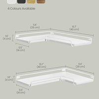 VASAGLE Set de 2 rafturi plutitoare de colt in forma de L, stil industrial, 40x29x14cm, alb