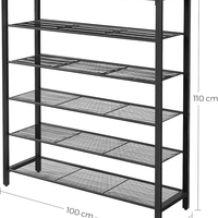 VASAGLE Etajera pantofi cu 5 rafturi si polita superioara, 100x30x110 cm, maro rustic