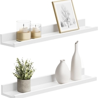 SONGMICS Set 2 rafturi plutitoare suspendate perete cu finisaj lucios, MDF, 60x10x5 cm, alb