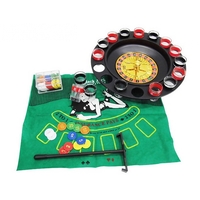 Joc de Ruleta Flippy, cu Pahare de Shot si Plansa de Joc Blackjack, 31 cm, Rosu-Negru
