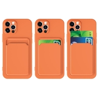 Husa protectie Vafy cu suport card compatibila cu Apple iPhone 13 Pro Max Portocaliu