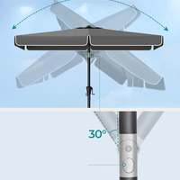 SONGMICS Umbrela de gradina cu manivela, UPF 50+, inclinare 30°, structura metalica, 300x200 cm, gri
