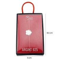 Bratara Argint 925 pentru Dama, Jolie, Model Floare HAND MADE, Martisor Bratara de 1 Martie, Pandativ Argintiu cu Snur Rosu