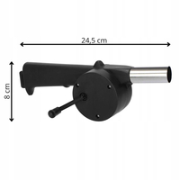 Suflanta manuala pentru aprins gratar, foc sau semineu, cu manivela, 25 cm, negru