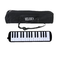 Muzicuta Melodica 32 Clape, Flippy, din ABS, pentru Incepatori, 45 x 13 x 7 cm, Include Husa si Suflator, Negru