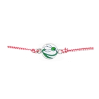 Martisor tip Bratara Traditionala cu Pandantiv, Jolie, Model Ghiocel, Snur Impletit Alb/Rosu, Dimensiune Pandativ Aprox 2 cm, Ambalaj cu Design
