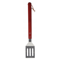 Set 3 ustensile pentru gratar din inox cu maner din lemn, spatula, furculita si cleste