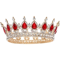 Diadema, Flippy, din Aliaj, cu Cristale, Accesoriu Par, Aniversare, Nunta, Petrecere, 15 x 5.3 x 12.5 cm, Rosu/Alb