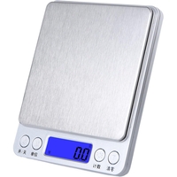 Mini Cantar Electronic, Vafy, pentru Alimente/Bijuterii, max 3 Kg, 2 x AA, 12.7 x 10.6 x 1.9 cm, Gri