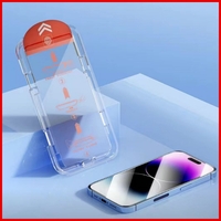 Folie de Protectie cu Instalare Rapida, Vafy, pentru Apple iPhone 15, Tempered Glass Easy Tool, Full Cover, Protectie Difuzor, HD, Margini Negre, Transparent