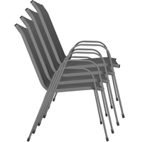Set 4 scaune gradina cu brate, cadru otel si sezut textilene, 53x72x92 cm, gri