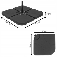 Suport baza umbrela 103x103cm, cu 4 elementi, umplere cu apa sau nisip