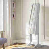 SONGMICS Oglinda de podea cu suport, design fara rama, cu spatiu de depozitare, 41x37x152cm, alb