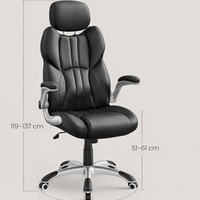 SONGMICS Scaun de birou ergonomic cu brate rabatabile, reglabil pe inaltime, suport cap ajustabil, 70x70x137 cm, negru