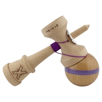 Kendama X Originala, Profesionala, Flippy, Super Sticky, Cupe Mari KING SIZE V3, Gaura in Baza, Rulment Metalic, din lemn 18 cm, Ata 62/65 cm, Original Mov