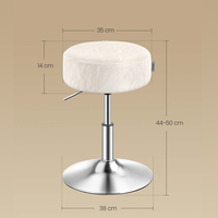 VASAGLE Taburet pentru masa machiaj, reglabil pe inaltime, rotativ 360°, sezut capitonat, 39x39x58 cm, alb crem