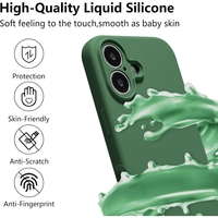 Husa de Protectie, Vafy, pentru iPhone 16 Plus, Liquid Silicone, cu Microfibra pe Interior, Protectie Antisoc, Compatibil Incarcare Wireless, Verde