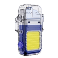 Lanterna Tip Breloc cu Bricheta, Vafy, Impermeabila, 3 Moduri Iluminare, 300 mAh, Incarcare USB-C, COB, Raza de Actiune 50 - 100 m, 7.4 x 4.9 x 1.7 cm, Albastru