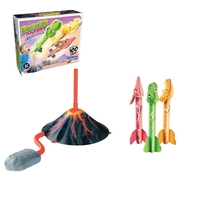 Jucarie pentru Copii, Flippy, Lansator de Rachete cu Piciorul, un Singur Lansator, 3 Rachete Donozauri cu Lumini, 30 cm Inaltime, Model Vulcan, Multicolor