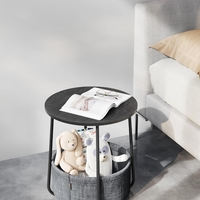 VASAGLE Masuta de cafea rotunda cu cos de stofa, stil modern, 45x50cm, negru-gri