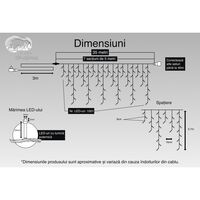 Instalatie Craciun, 35 m, 1001 Led-uri ,Franjuri, Alb rece, Flash, Transformator, Interconectabila, Prelungitor 3 m inclus, Fir Negru, Vafy