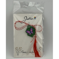 Martisor pentru Copii, Jolie, Material Cauciuc, Ambalaj Carton cu Design, Multicolor, Model Fluture