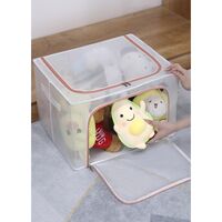 Cutie de Depozitare, Flippy, pentru Camera Copiilor, 66L, din PVC, Model Leu, 50 x 40 x 33 cm, Transparent